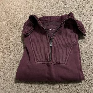Aerie Burgundy Quarter Zip Sweater size Small